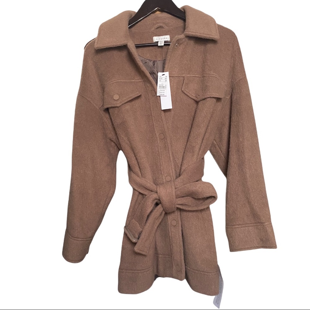 ๐HP๐Top Shop Belted Beige Shirt Jacket (Shacket) - Picture 8 of 10